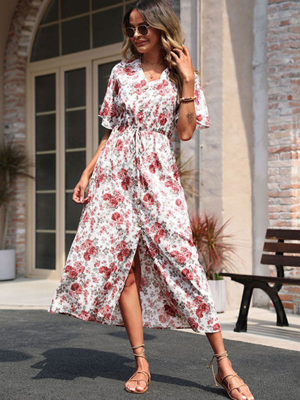 Blue Zone Planet |  Casual Women's Summer Short Sleeve Print Dress BLUE ZONE PLANET
