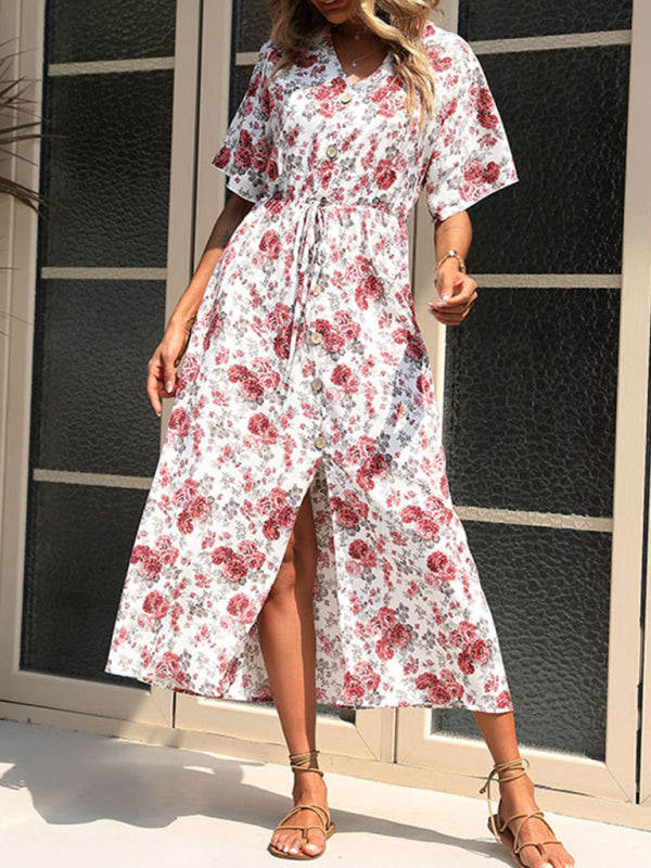 Blue Zone Planet |  Casual Women's Summer Short Sleeve Print Dress BLUE ZONE PLANET