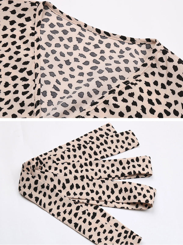European and American V-neck leopard print large size beach dress kakaclo