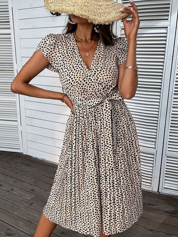 European and American V-neck leopard print large size beach dress kakaclo