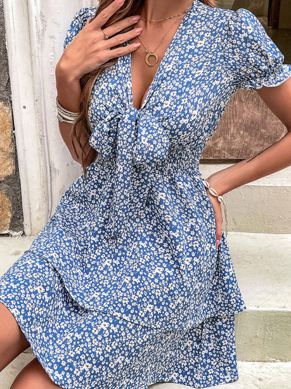 Blue Zone Planet |  Bow Knot Blue Elegant Dress Summer BLUE ZONE PLANET