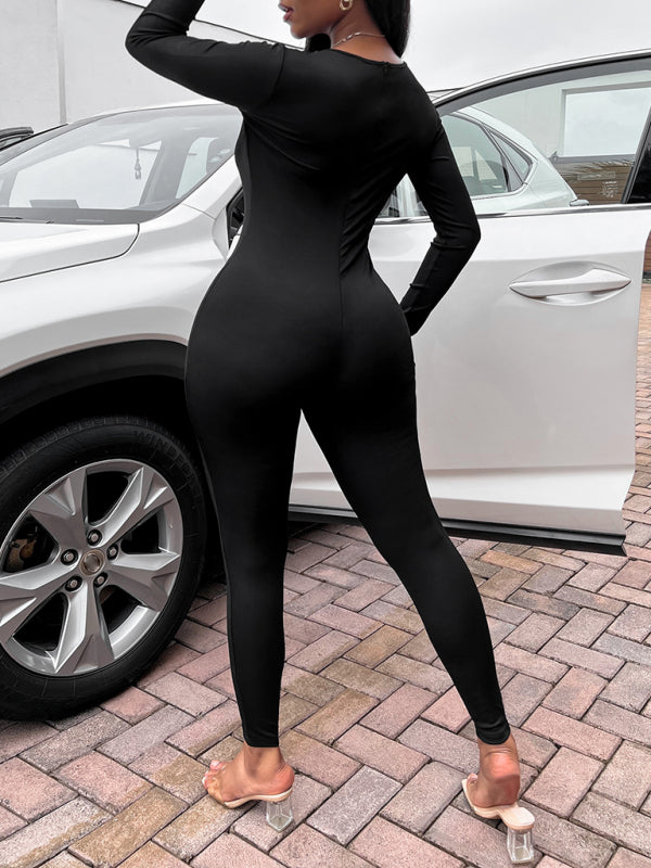 Blue Zone Planet |  solid color slim fit hip lifting Jumpsuit BLUE ZONE PLANET