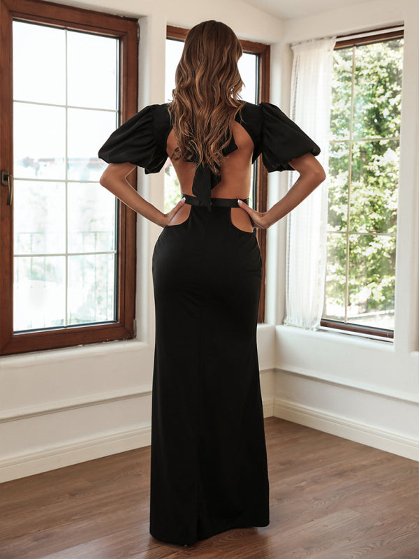 Blue Zone Planet |  Woman'S' New Hip Sexy Long Skirt Puff Sleeve Party Dress kakaclo