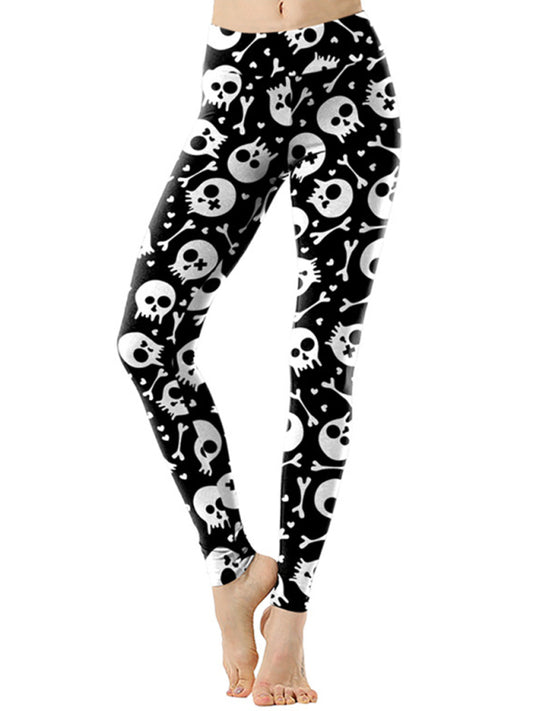 Women's Halloween Graphic Print Trousers-TOPS / DRESSES-[Adult]-[Female]-Pattern-S-2022 Online Blue Zone Planet