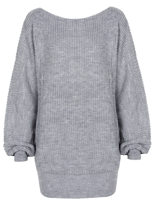 straight neck loose knit wool dress BLUE ZONE PLANET