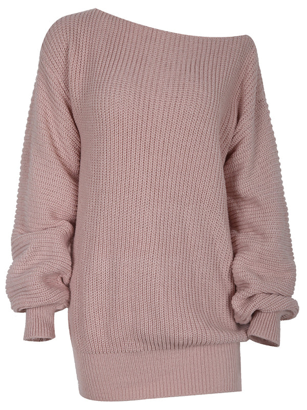straight neck loose knit wool dress BLUE ZONE PLANET