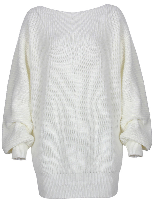 straight neck loose knit wool dress BLUE ZONE PLANET