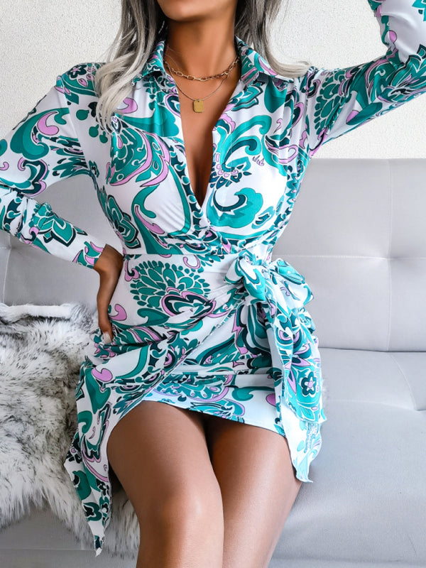 Blue Zone Planet |  printed tie shirt skirt BLUE ZONE PLANET