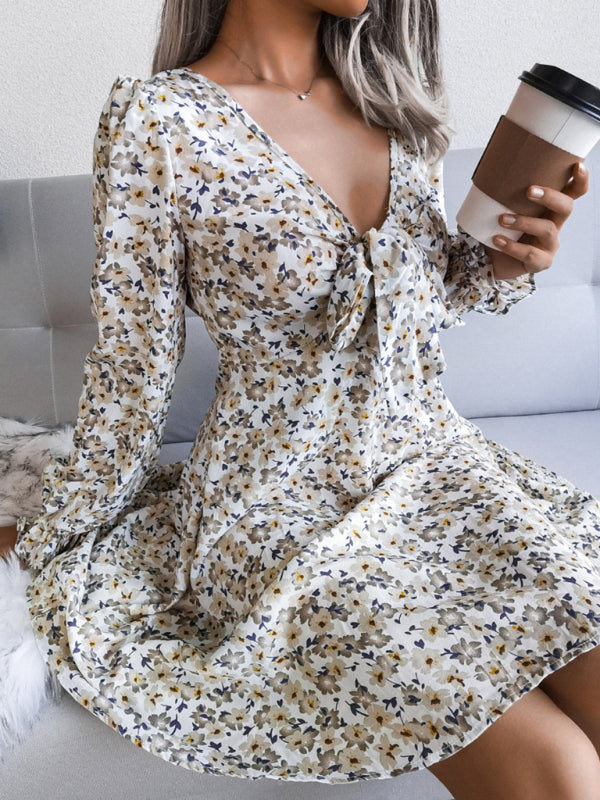 Blue Zone Planet |  Women's casual bow Flower Chiffon Dress kakaclo