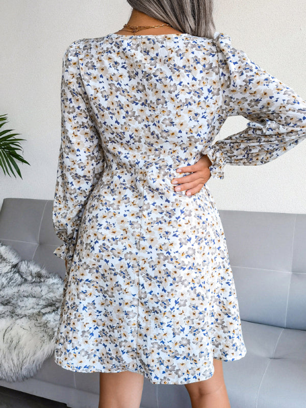 Blue Zone Planet |  Women's casual bow Flower Chiffon Dress kakaclo