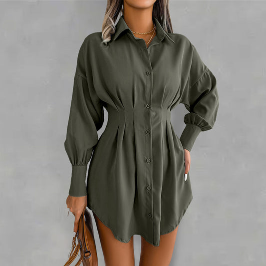 Lantern Sleeve waist asymmetric dress shirt skirt kakaclo