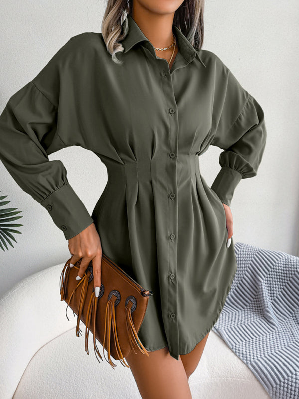 Lantern Sleeve waist asymmetric dress shirt skirt kakaclo