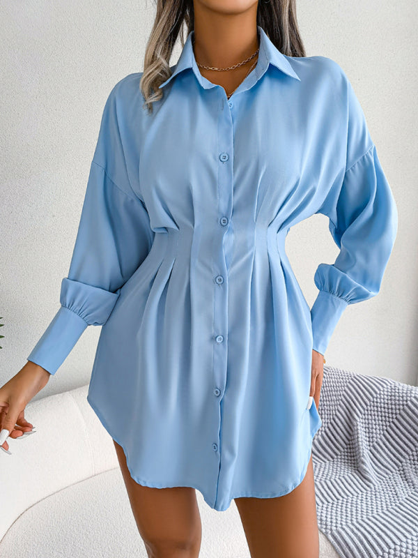 Lantern Sleeve waist asymmetric dress shirt skirt kakaclo