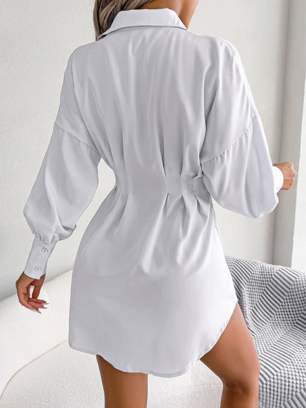 Lantern Sleeve waist asymmetric dress shirt skirt kakaclo