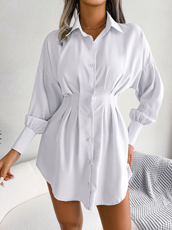 Lantern Sleeve waist asymmetric dress shirt skirt kakaclo