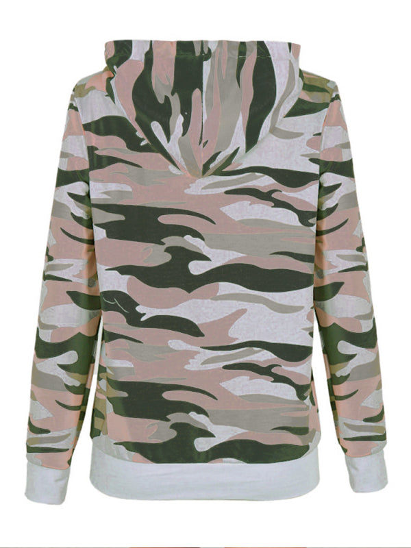 Blue Zone Planet | Long Sleeve Printed Camouflage Hooded Zip Jacket-Tops / Dresses-[Adult]-[Female]-2022 Online Blue Zone Planet