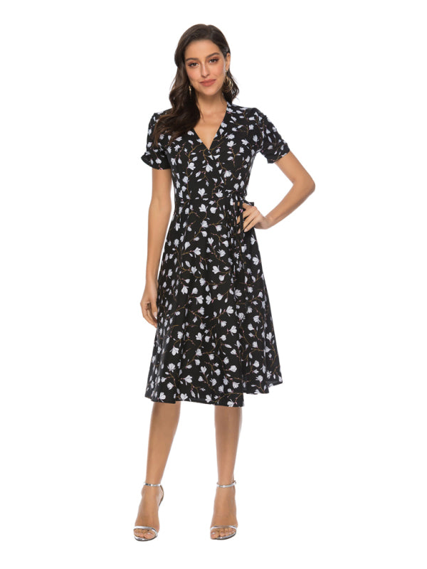 Blue Zone Planet |  Women's Bohemian Beach Dress Chiffon Print Swing Dress kakaclo
