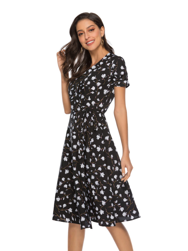 Blue Zone Planet |  Women's Bohemian Beach Dress Chiffon Print Swing Dress kakaclo