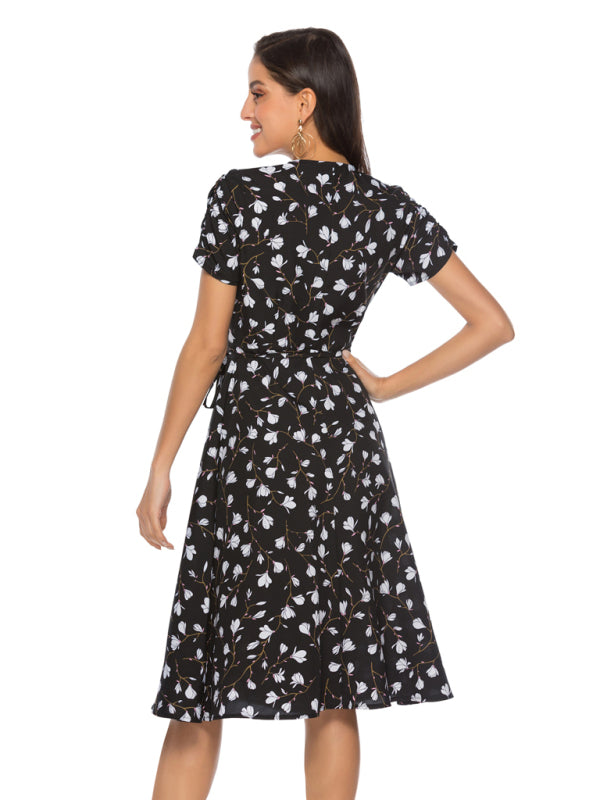 Blue Zone Planet |  Women's Bohemian Beach Dress Chiffon Print Swing Dress kakaclo