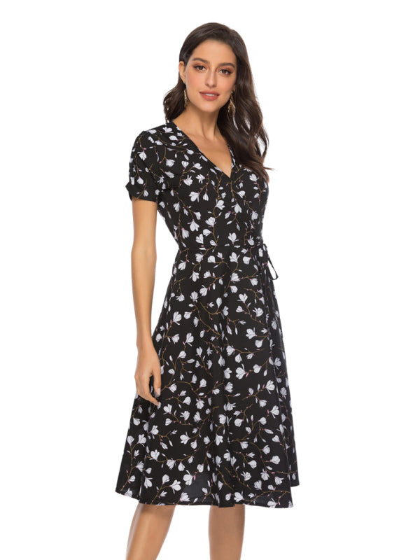Blue Zone Planet |  Women's Bohemian Beach Dress Chiffon Print Swing Dress kakaclo
