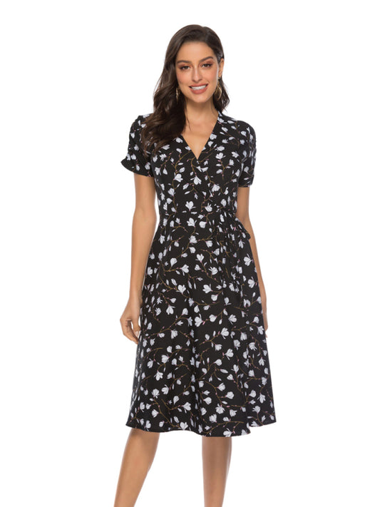 Blue Zone Planet |  Women's Bohemian Beach Dress Chiffon Print Swing Dress kakaclo