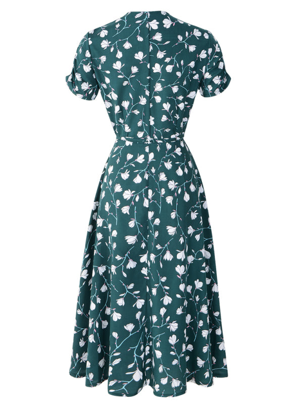 Blue Zone Planet |  Women's Bohemian Beach Dress Chiffon Print Swing Dress kakaclo