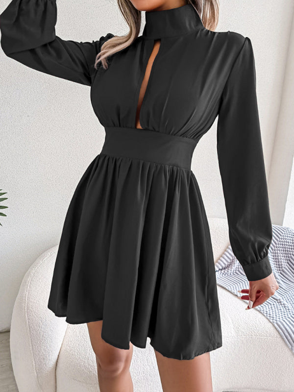 hollowed out waist and large swing dress BLUE ZONE PLANET