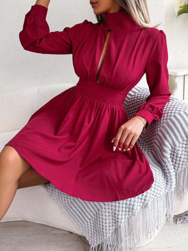 hollowed out waist and large swing dress BLUE ZONE PLANET