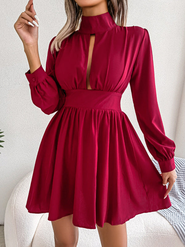 hollowed out waist and large swing dress BLUE ZONE PLANET