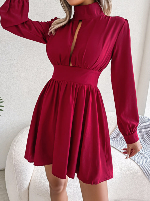 hollowed out waist and large swing dress BLUE ZONE PLANET