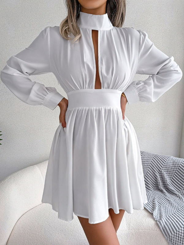 hollowed out waist and large swing dress BLUE ZONE PLANET
