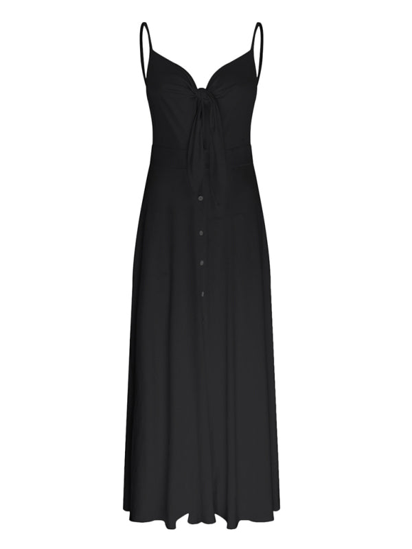 Lace Up Full Floral Halter Dress Long BLUE ZONE PLANET