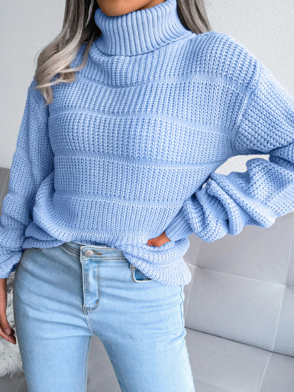 Blue Zone Planet | Turtleneck Drop Shoulder Sleeves Cutout Sweater BLUE ZONE PLANET