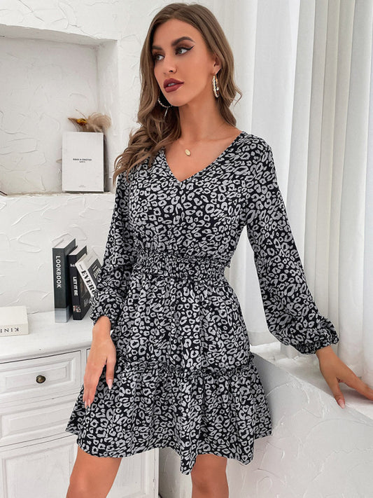 Blue Zone Planet |  Women's Slim Cake Dress Ruffle Long Sleeve Dress kakaclo
