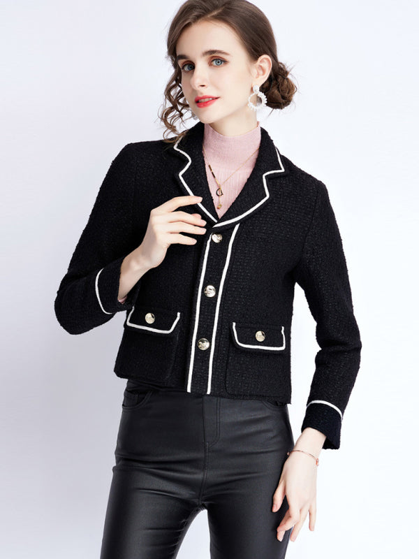 long-sleeved suit collar collision color small fragrant wind jacket kakaclo