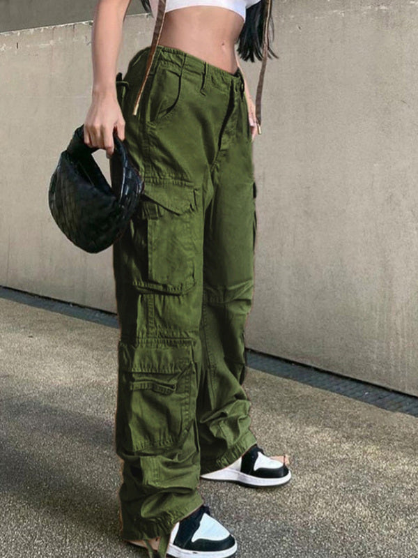 Blue Zone Planet |  Straight High Waist Loose Wide Leg Retro Daddy Cargo Pants BLUE ZONE PLANET