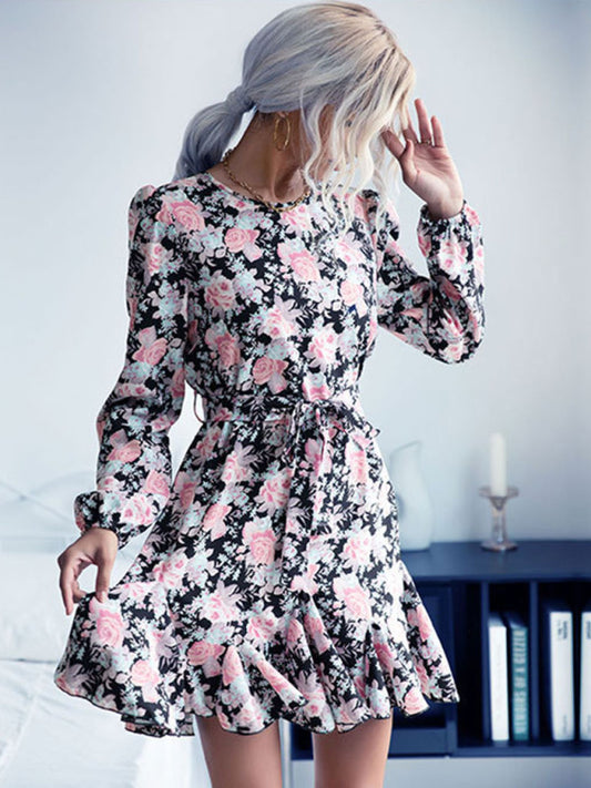 Short skirt women autumn and winter outer wearing long -sleeved dress kakaclo