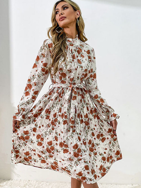 Blue Zone Planet |  printed long -sleeved half -high -neck dress BLUE ZONE PLANET