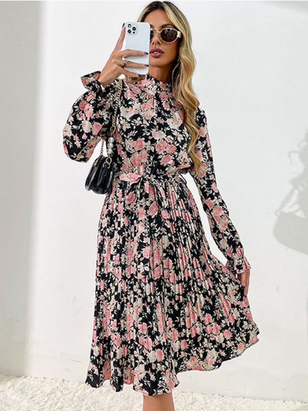 Blue Zone Planet |  printed long -sleeved half -high -neck dress BLUE ZONE PLANET