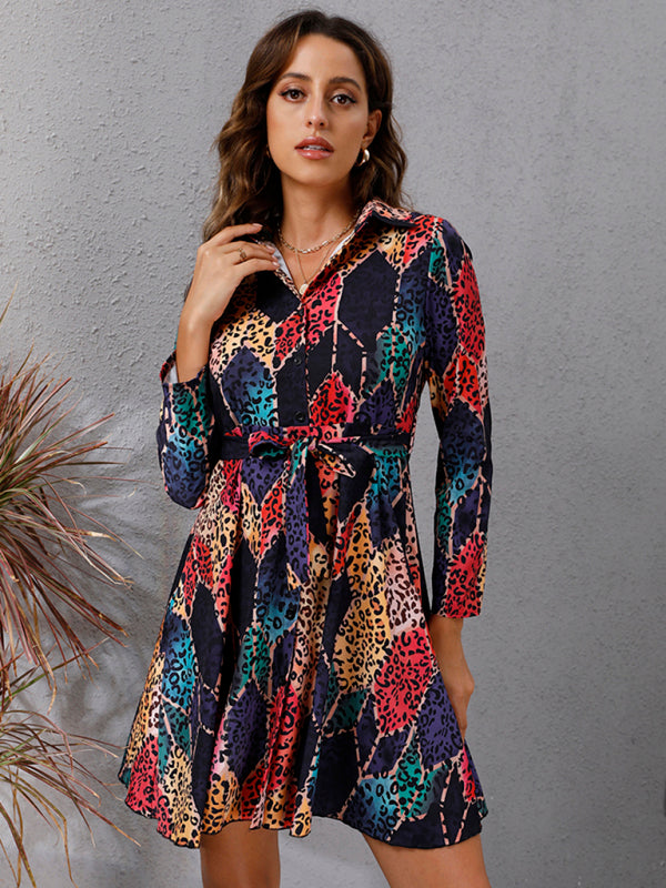 Women's 3/4 Sleeve Geometric Print Dress - Walmart.com
