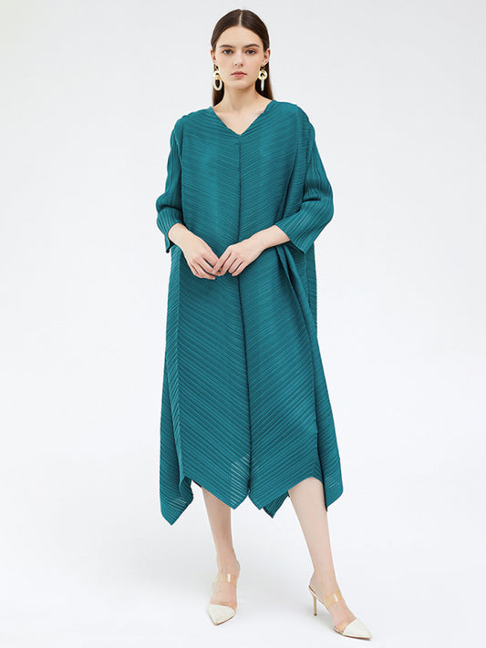 Blue Zone Planet | 3/4 Sleeve Irregular Hem Dress kakaclo