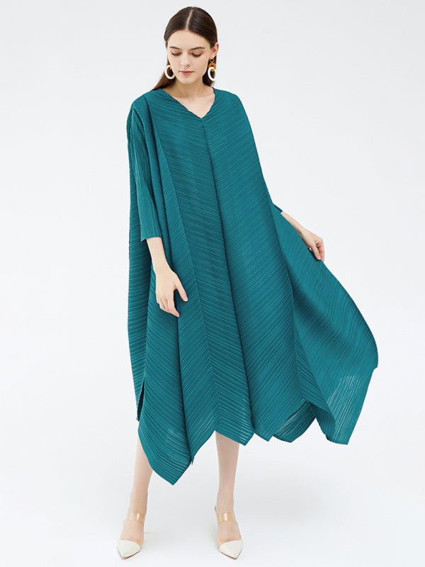 Blue Zone Planet | 3/4 Sleeve Irregular Hem Dress kakaclo