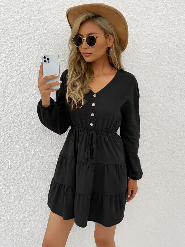 Blue Zone Planet |  Women's button decorated pullover casual dress kakaclo