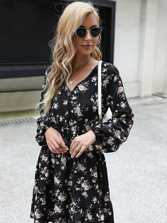 European and American product explosion long -sleeved dress kakaclo