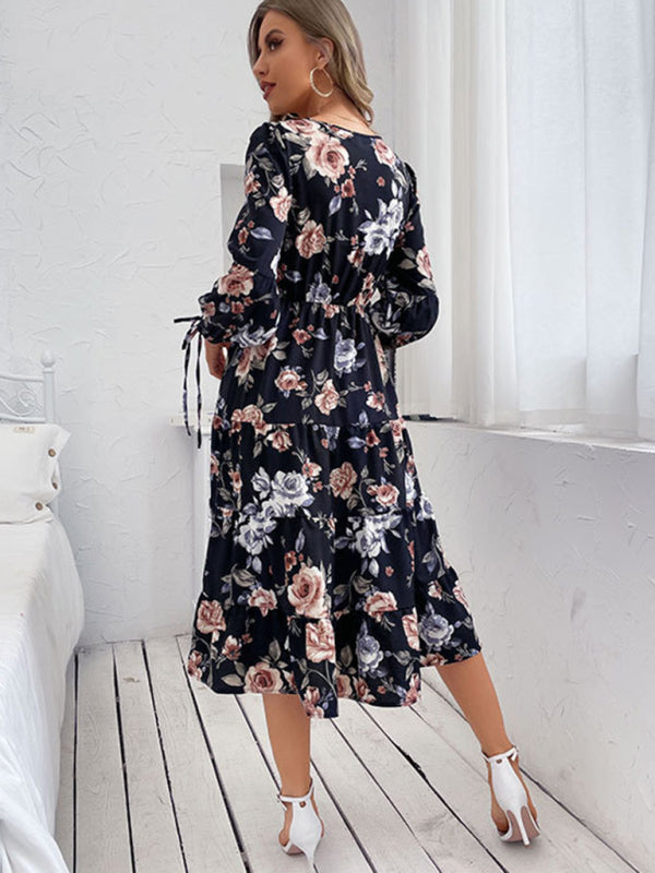 Blue Zone Planet |  Floral print long-sleeved midi dress BLUE ZONE PLANET