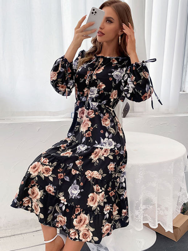 Blue Zone Planet |  Floral print long-sleeved midi dress BLUE ZONE PLANET