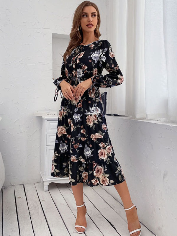 Blue Zone Planet |  Floral print long-sleeved midi dress BLUE ZONE PLANET