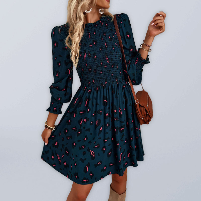 Blue Zone Planet | Lily's Floral Lantern Sleeve Ruched Top Mini Dress BLUE ZONE PLANET