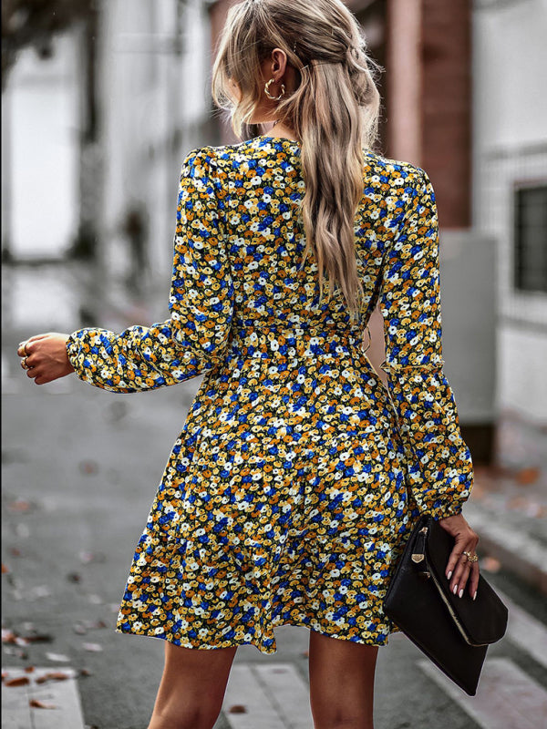 Blue Zone Planet |  V-Neck Waist-Up Printed Mini Dress BLUE ZONE PLANET