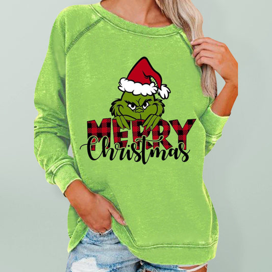 Blue Zone Planet |  Women's Christmas Casual Loose New Grinch Stole Christmas Monster kakaclo